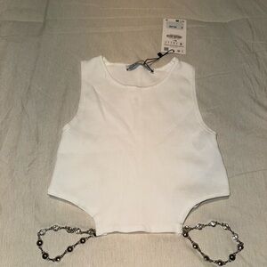 Zara White Sleeveless Top